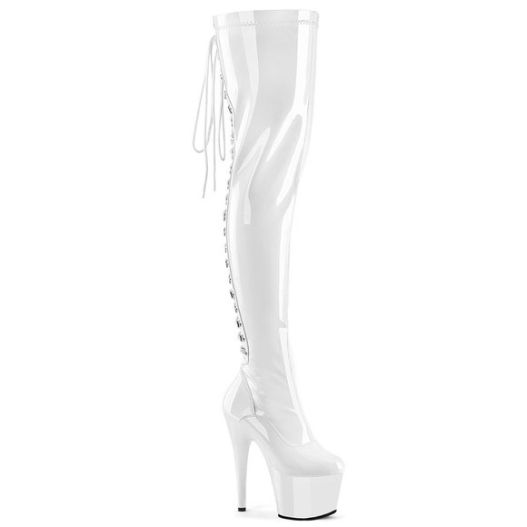 Pleaser Adore 3063 White Platform Boots - Picture 1 of 5